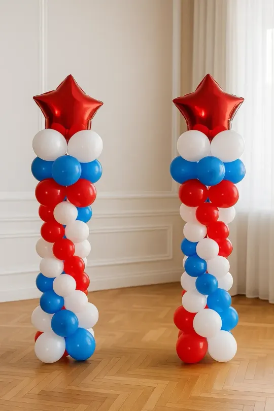 2 стойки из шаров к 23 февраля 1,5 м