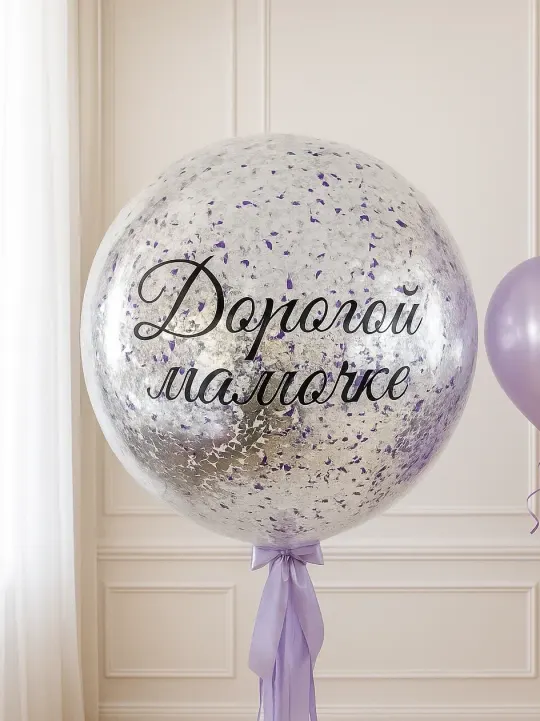 Шар большой 70 см + конфетти + надпись №3