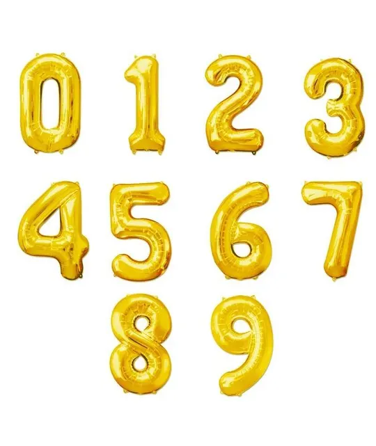 Шары-цифры "1-9" Золотые