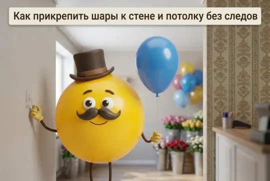 Как прикрепить шары к стене и потолку без следов