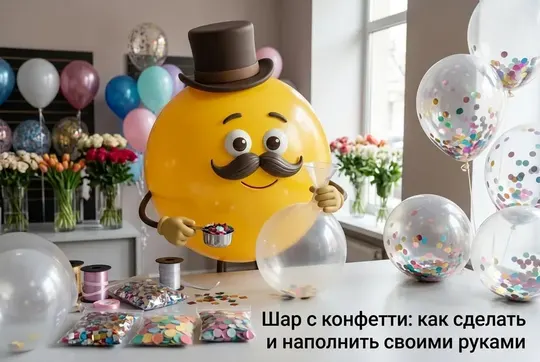 Иллюстрация к статье: Шар с конфетти: как сделать и наполнить своими руками