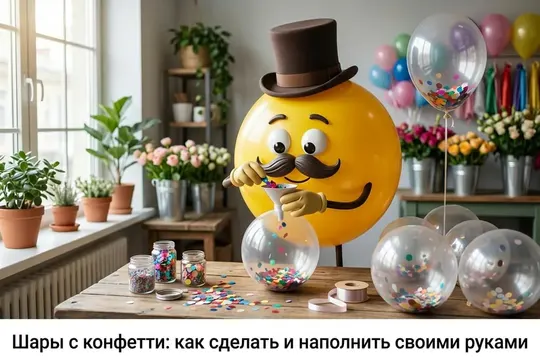 Иллюстрация к статье: Шары с конфетти: как сделать и наполнить своими руками
