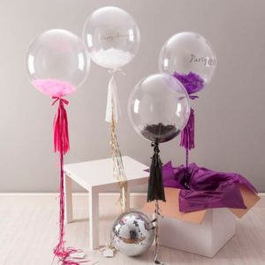 Прозрачный Bubbles (Баблс) перьями (61 см)