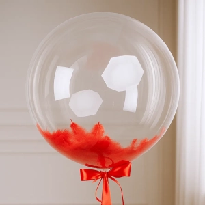 Шар-Баблс с красными перьями Кристальный