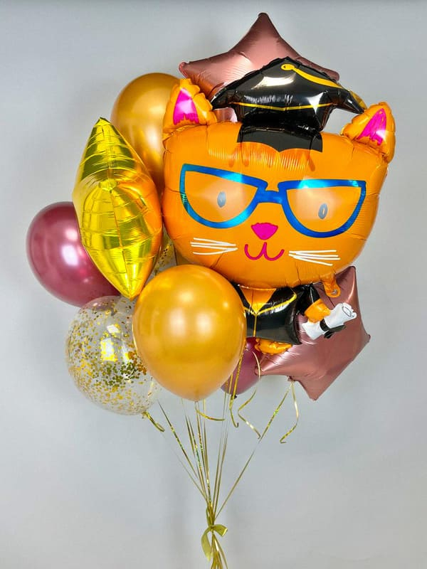 Фонтан из шаров с котом "Начальная школа"