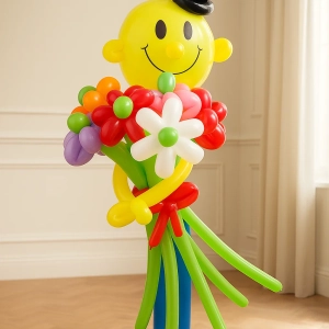 Шары "Улыбашка с букетом"