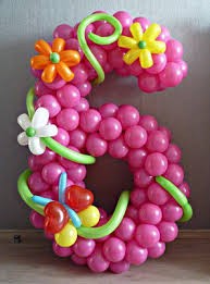 Шар цифра 6 "С цветами #2"