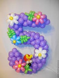 Шар цифра 5 "С цветами 3"