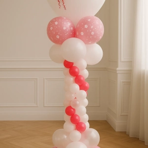 Стойка из шаров Белое сердце
