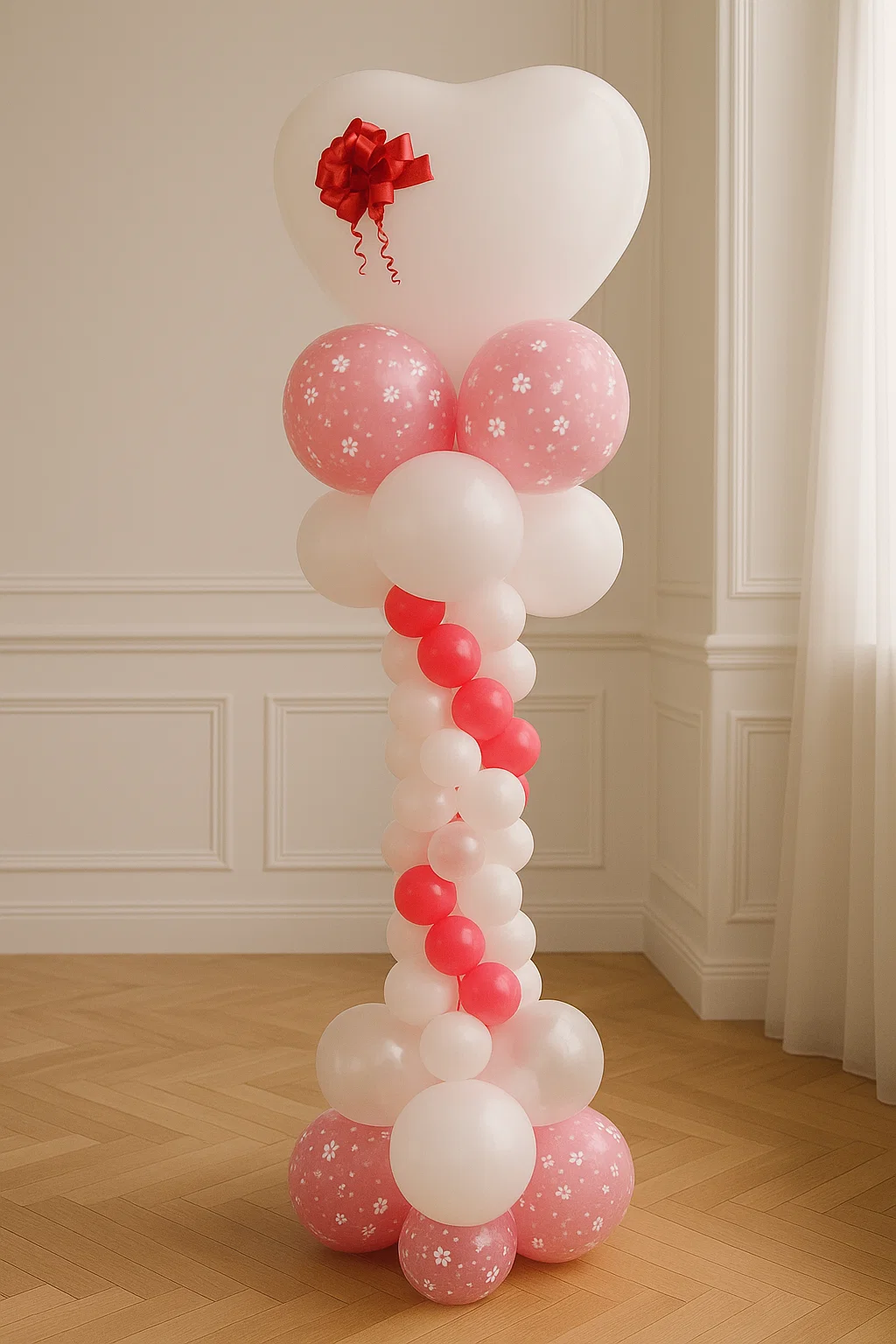 Стойка из шаров Белое сердце Стойка из шаров Белое сердце