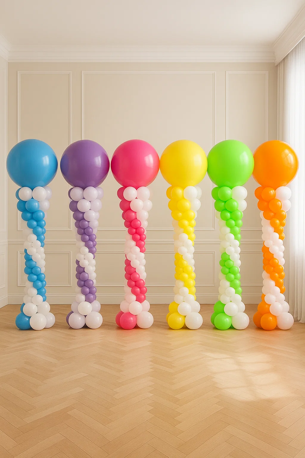 Стойка из шаров с круглым шаром Цветная Стойка из шаров с круглым шаром Цветная