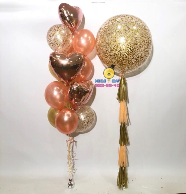 Розовое золото даме - набор из шаров
