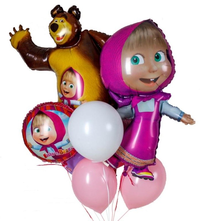 Фонтан из шаров с Машей и медведем