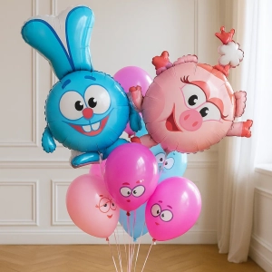 Фонтан из шаров «Крош и Нюша»