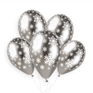 Шары Хром, серебро и снежинки