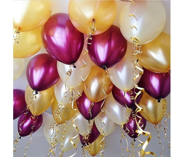 30 шаров "Золото, бургунди, белый 30 шаров "Золото, бургунди, белый