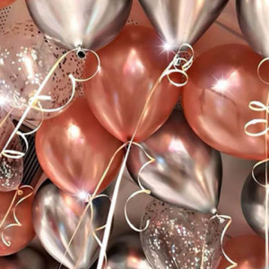 30 шаров Хром "Розовый и конфетти"