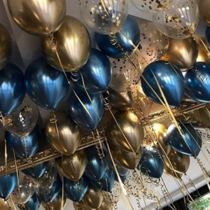 30 штук "Хром синий, золото, конфетти"