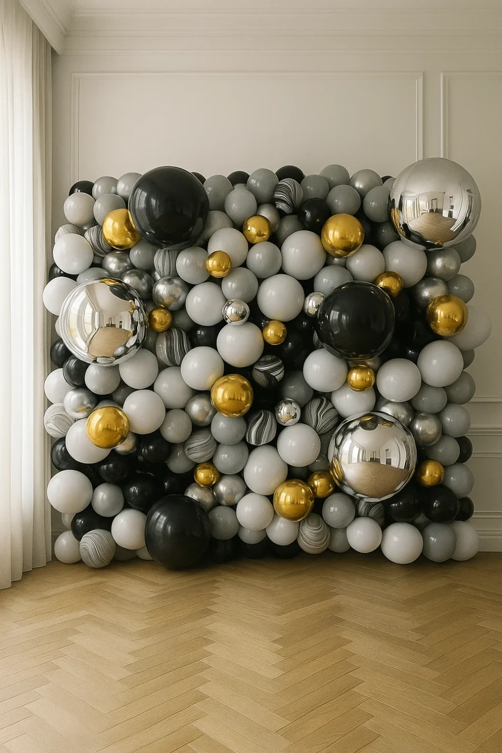 Фотозона из шаров 2 на 2 Черно-серая Фотозона из шаров 2 на 2 Черно-серая