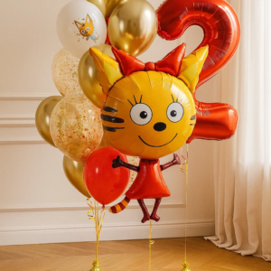 Шары «Снова три кота и цифра»