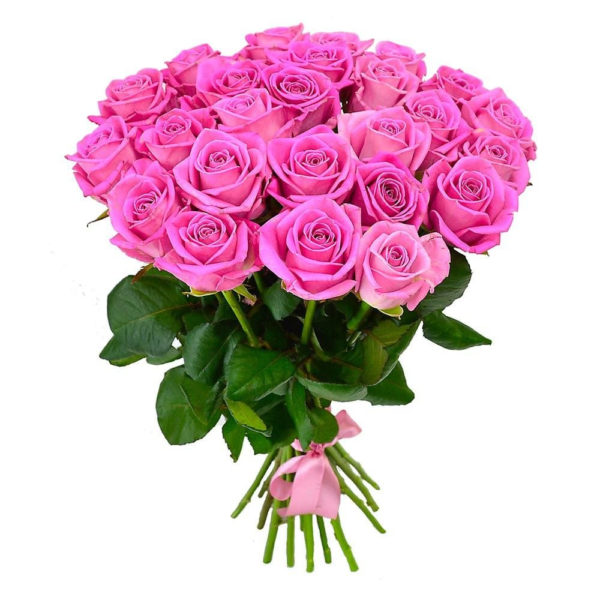 Букет розовых роз 25 шт Россия 50 см