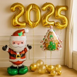 Набор шаров «4 цифры и Санта»