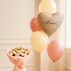 Комбо-набор шары и цветы «надпись любая»