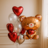Набор шаров «Мишка с букетом»