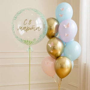 Фонтан из шаров С бабочками и баблс