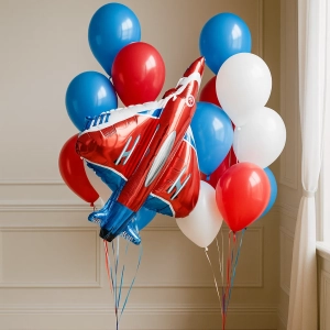 Фонтан из шаров «С истребителем» 2 шт