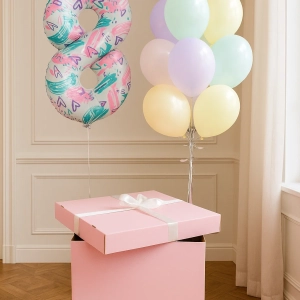 Коробка-сюрприз с цифрой и фонтан