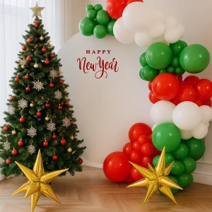 Фотозона из шаров «Елка и баннер»