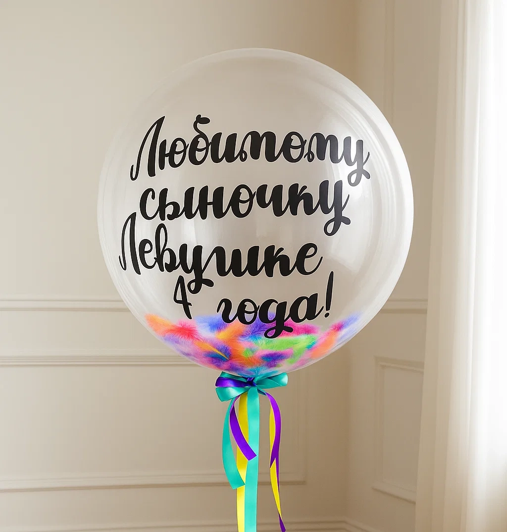 Шар-Баблс с цветными перьями Шар-Баблс с цветными перьями