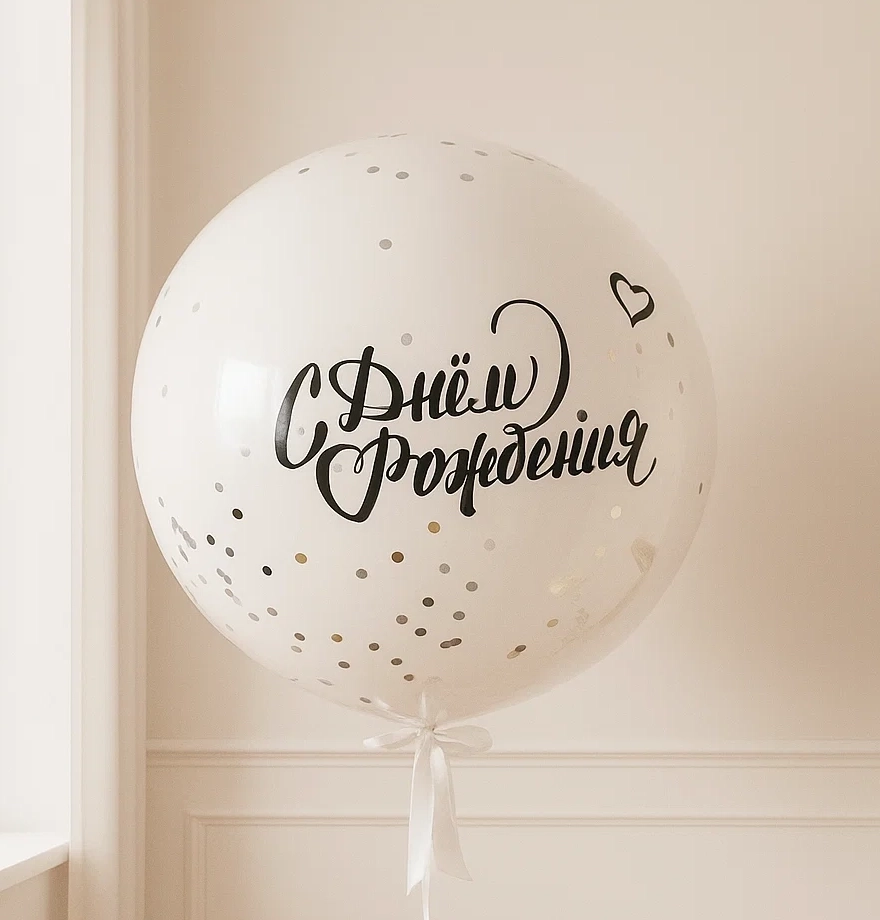 Зеркальный белый шар «С конфетти» Зеркальный белый шар «С конфетти»