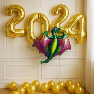 Набор шаров «Цифры 2024 с драконом»