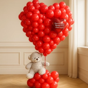 Огромное сердце с мишкой
