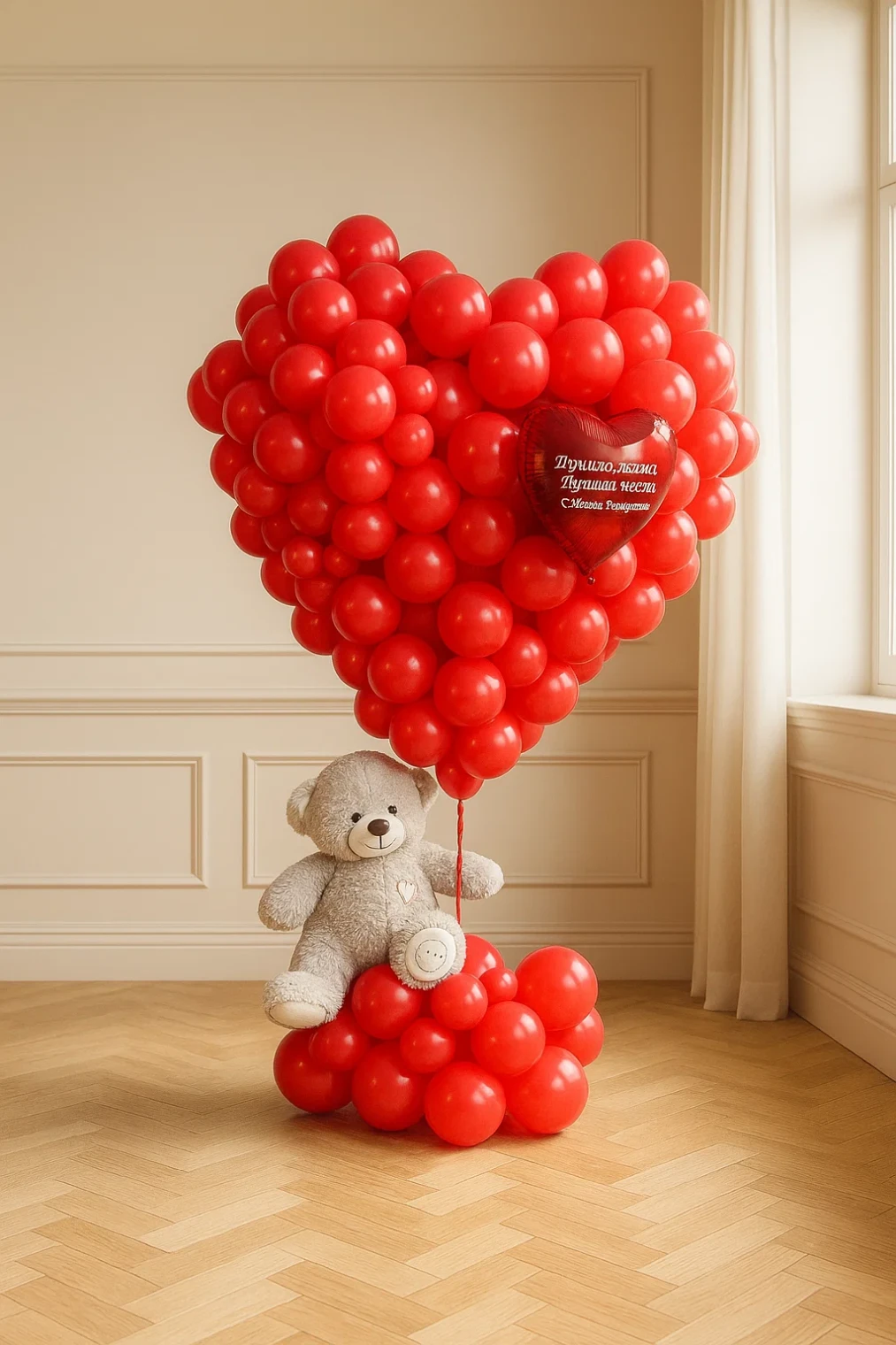 Огромное сердце с мишкой Огромное сердце с мишкой