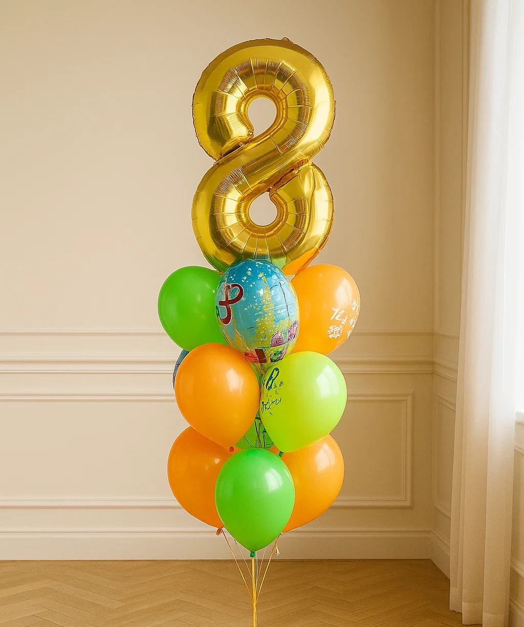 Фонтан с цифрой из 13 шаров Фонтан с цифрой из 13 шаров