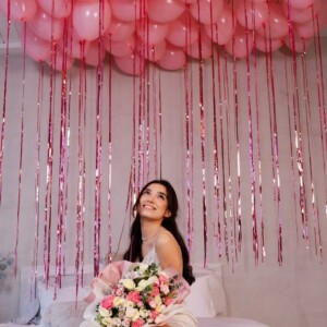 Букет Нежность + 40 шаров в потолок с дождиком