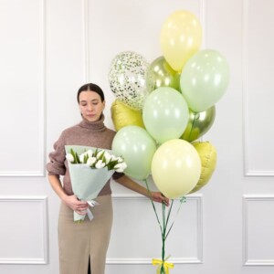 Комбо набор с тюльпанами и шарами фото 1