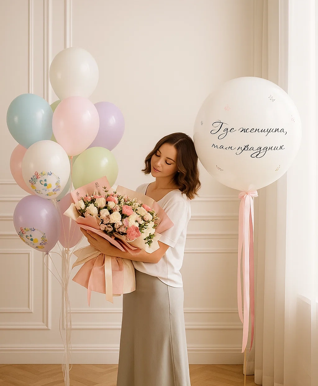Набор шаров и цветов «Любимой» Набор шаров и цветов «Любимой»