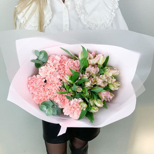 Сборный из диантуса и альстромерии розовый_2 фото