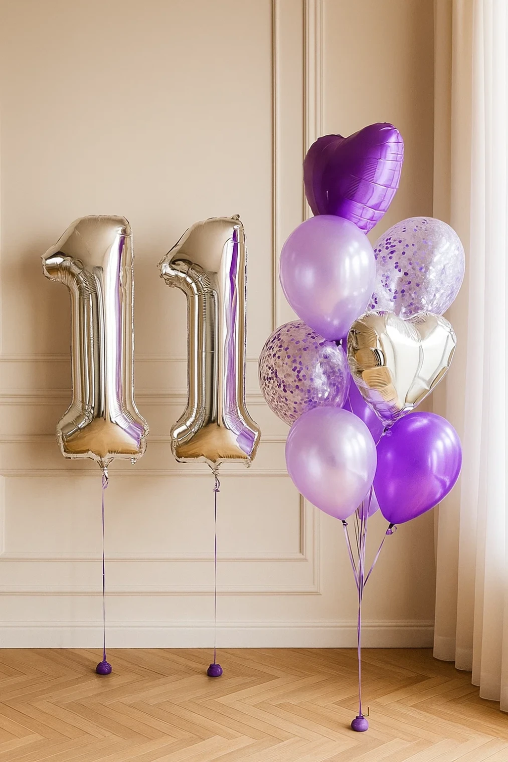 Набор шаров "Сиреневый с цифрами" Набор шаров "Сиреневый с цифрами"