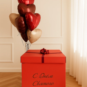 Коробка с шарами сердцами