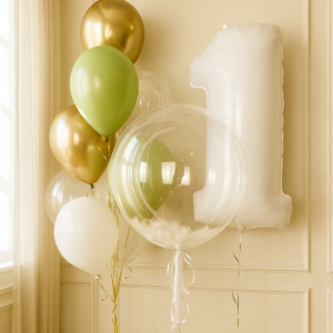 Набор шаров "На годик" белый