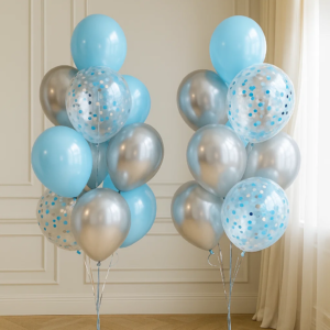 Фонтан из шаров "Серебристо-голубые" 2шт