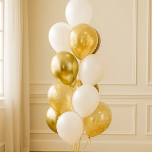 Фонтан из шаров "Бело-золотой"