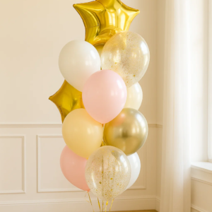 Фонтан из шаров "Золото розовое"