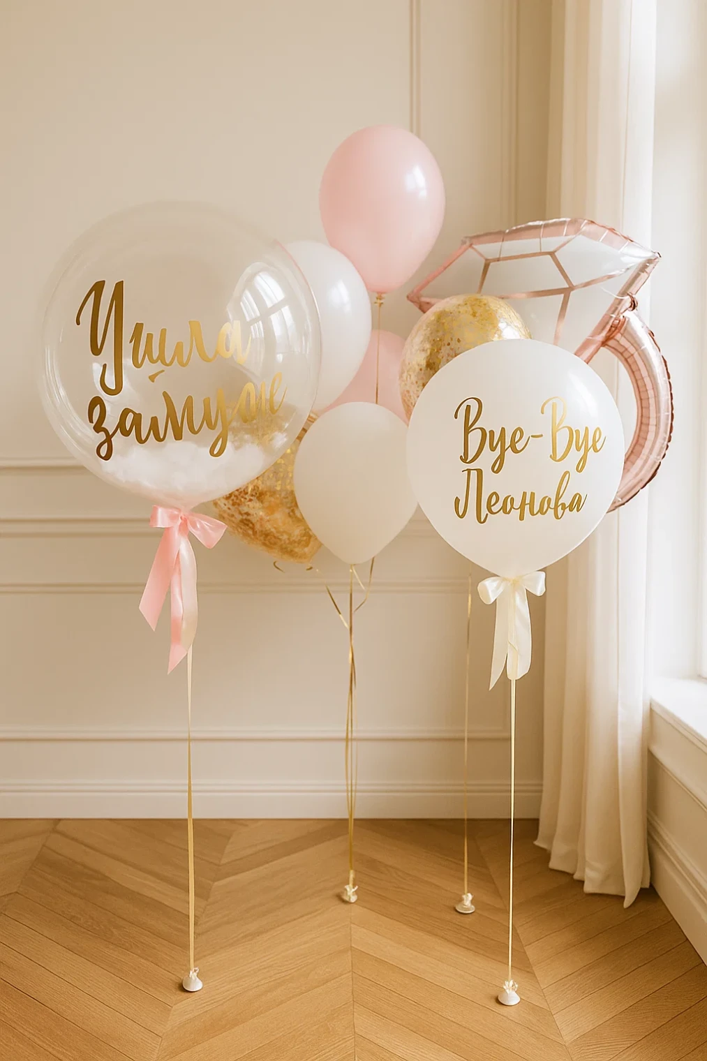 Шары "Розовый девичник и Bubbles" Шары "Розовый девичник и Bubbles"