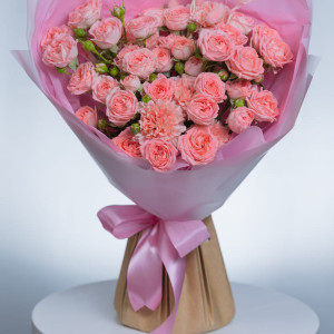 Монобукет из кустовой розы фото 2